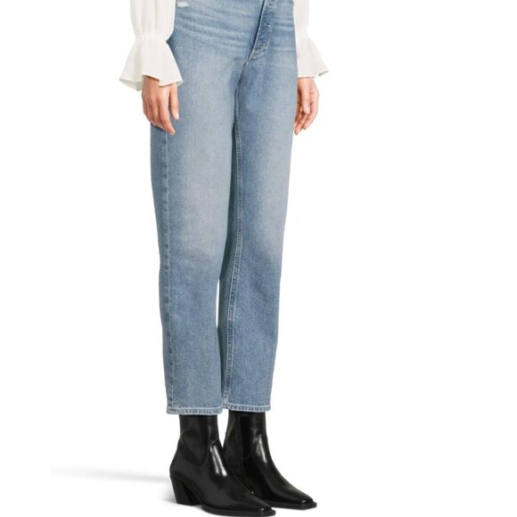 Paige Sawyer Wide Leg High Rise Jean Storybook Distressed Denim Womens Sz 25 NEW - Picture 2 of 12